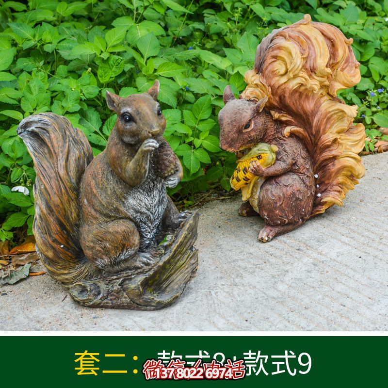 景區松鼠雕塑，玻璃鋼玻璃玉米抱松子