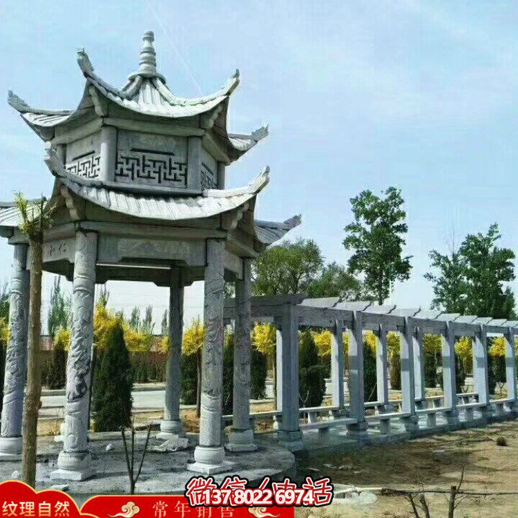 甄選優(yōu)質(zhì)大理石雙層涼亭，精美絕倫的雕塑美景