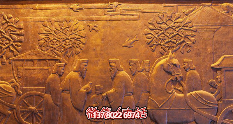 醫(yī)院企業(yè)墻面漢白玉浮雕馬車(chē)雕塑