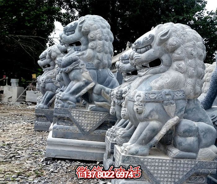 庭院祠堂創(chuàng)意青石石雕抽象獅子雕塑