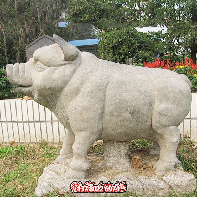 石雕豬，憨態可掬的大肥豬